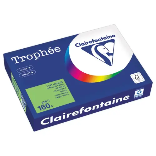 Ramette de 250 feuilles de papier Trophée couleur vive - A4 - 160 g - Vert Menthe - Clairefontaine