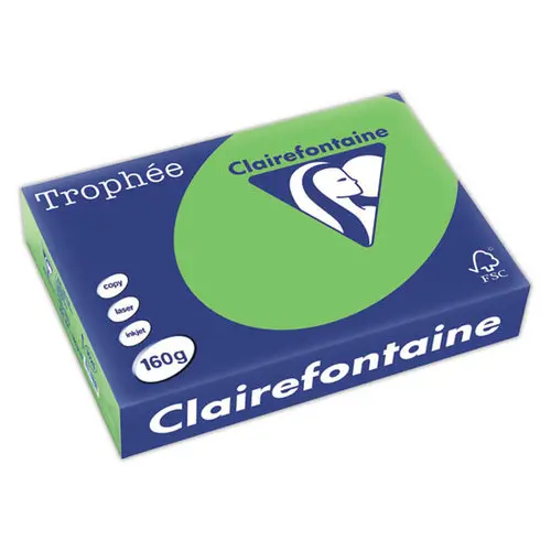 Ramette de 250 feuilles de papier Trophée couleur vive - A4 - 160 g - Vert Menthe - Clairefontaine