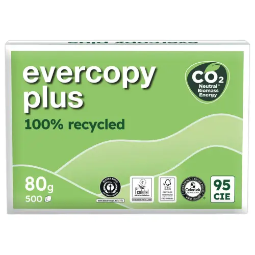 5 Ramettes de papier blanc recycl&eacute; - A4 - 80 g - Evercopy 