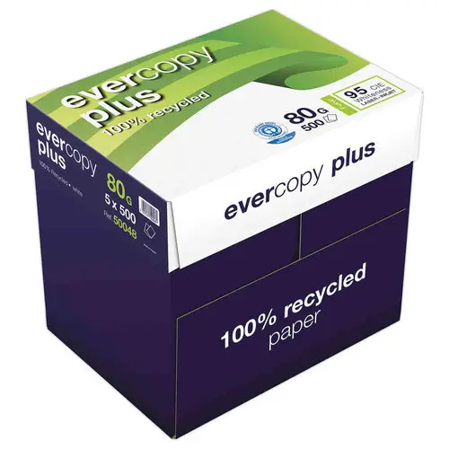 5 Ramettes de papier blanc recycl&eacute; - A4 - 80 g - Evercopy 
