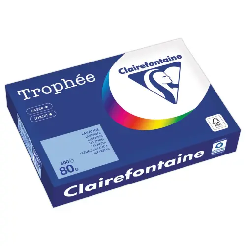 Ramette de papier A4 pastel Trophée 80g - Lavande - CLAIREFONTAINE