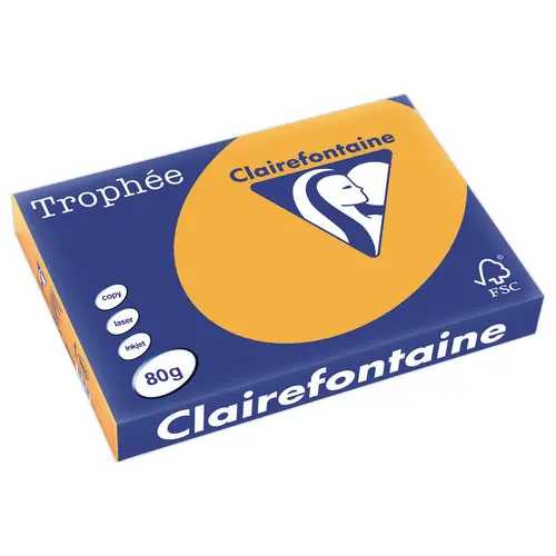 ramette de papier couleur pastel A3 CLAIREFONTAINE Troph&eacute;e 80g - Cl&eacute;mentine 