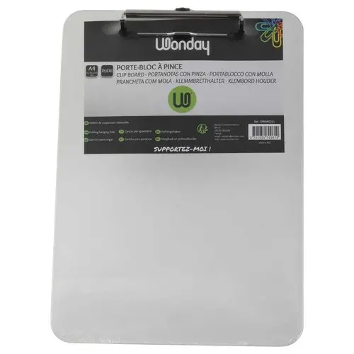 Plaque porte-bloc transparente 
