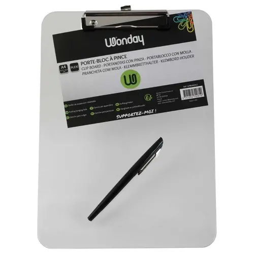 Plaque porte-bloc transparente 