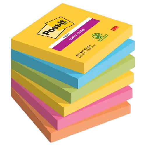 6 Blocs de 90 notes repositionnables colorées Super Sticky - POST-IT