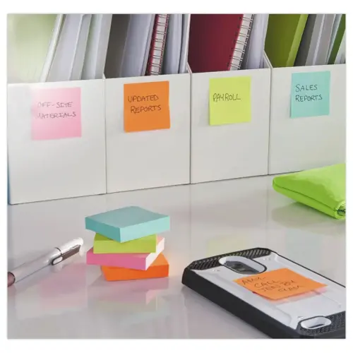 24 Notes repositionnables Super Sticky coloris assortis 7,6 x 7,6 cm - POST-IT