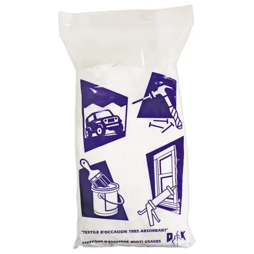 Chiffons blancs découpés en coton - sachet de 1 kg