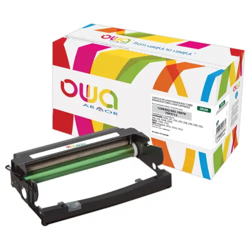 Tambour eq. LEXMARK 12A8302, DELL 593-10078, IBM 75P5712 - Haute capacité - Noir - OWA