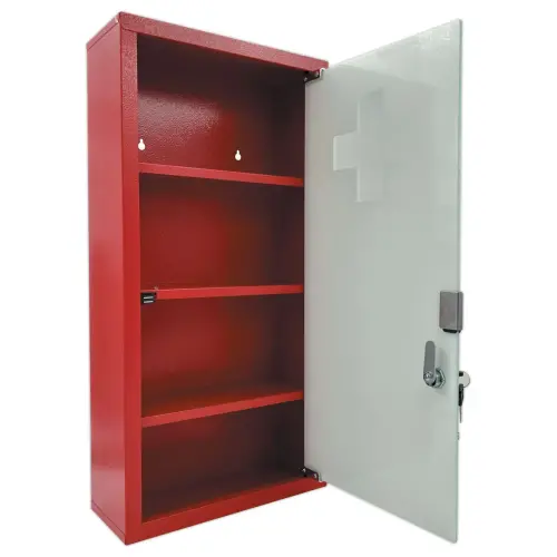 Armoire &agrave; pharmacie rouge 3 &eacute;tag&egrave;res 