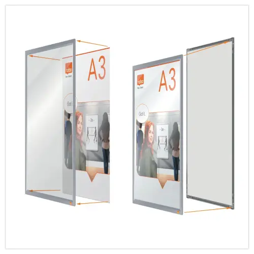Porte-affiche clipsable A3 Nobo impression - argent