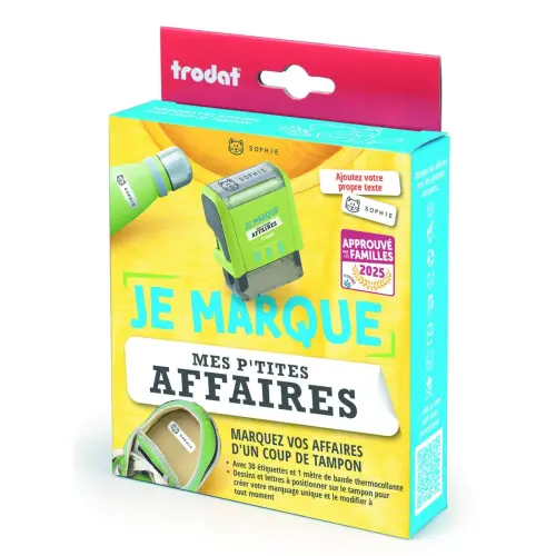 Tampon Je marque mes p'tites affaires Typo Trodat 