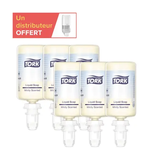 6 recharges savon doux et parfumé Tork S4 1L + 1 distributeur S4 offert
