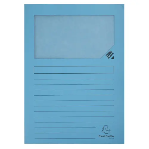 Paquet de 100 chemises à fenêtre SUPER 160g/m2 - 22x31cm - Bleu vif - EXACOMPTA