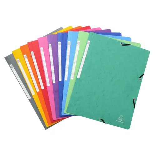 Chemise &agrave; &eacute;lastique sans rabat carte lustr&eacute;e 400gm&sup2; - A4 - Couleurs assorties - EXACOMPTA 