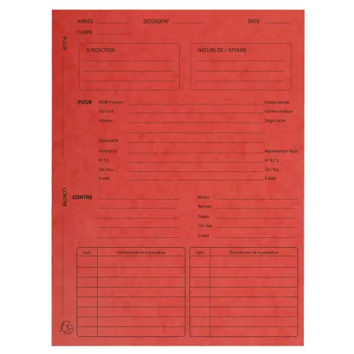 Paquet de 25 dossiers de procédure carte lustrée 25x32cm - Rouge - EXACOMPTA