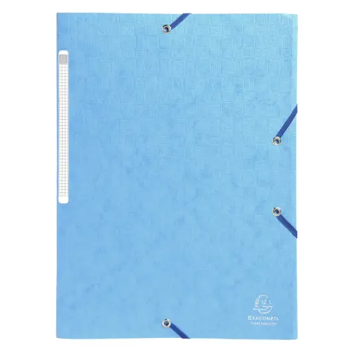 Chemises &agrave; &eacute;lastiques carte lustr&eacute;e 3 rabats monobloc - Turquoise - EXACOMPTA 