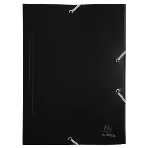 Chemise à élastique 3 rabats Polypropylène 4/10e Opaque Eco - A4 - Noir - EXACOMPTA