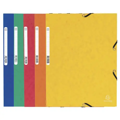 Chemise à élastique 3 rabats carte lustrée 355gm² - A4 - Couleurs assorties - EXACOMPTA