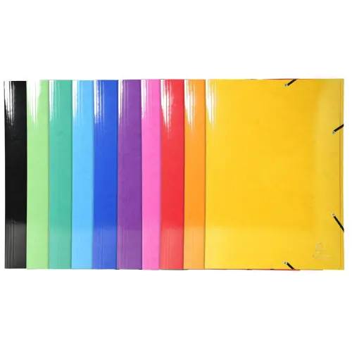 Chemise à élastiques Maxi capacity carte lustrée pelliculée 600gm² - Iderama - A3 - Couleurs assorties - EXACOMPTA