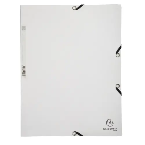 Chemise 3 rabats &agrave; &eacute;lastiques carte lustr&eacute;e 400g/m2 - A4 - Blanc - EXACOMPTA 