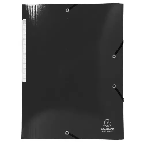 Chemise à élastiques 3 rabats Maxi capacity carte lustrée pelliculée 425gm² Iderama A4 - Noir - EXACOMPTA