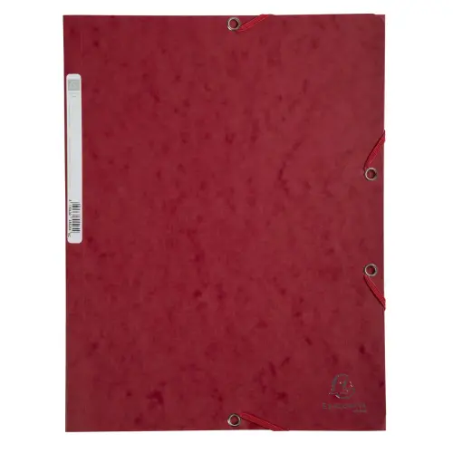 Chemise 3 rabats à élastiques carte lustrée 400g/m2 - A4 - Cerise - EXACOMPTA