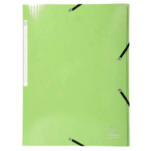 Chemise à élastiques 3 rabats Maxi capacity carte lustrée pelliculée 425gm² Iderama A4 - Vert anis - EXACOMPTA
