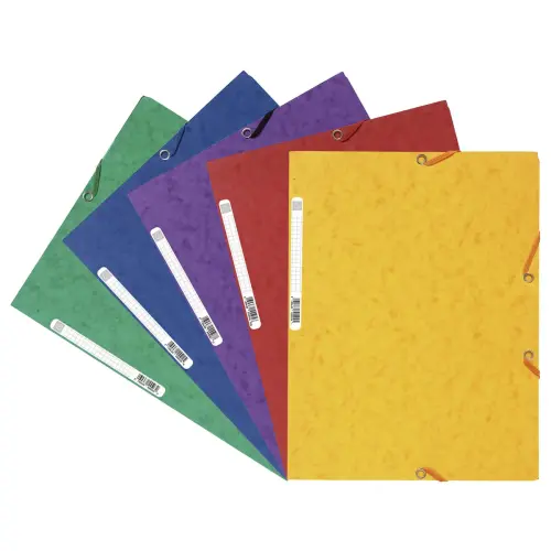 Chemise 3 rabats à élastiques carte lustrée 400g/m2 - A4 - Couleurs assorties - EXACOMPTA