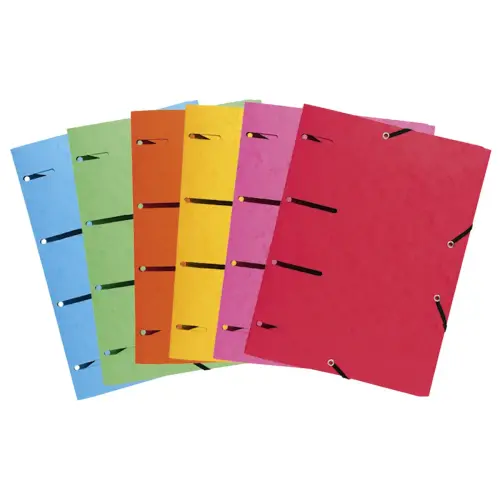 Chemise à élastiques 3 rabats perforées Punchy Carte lustrée 375g/m2 - A4 - Couleurs assorties - EXACOMPTA