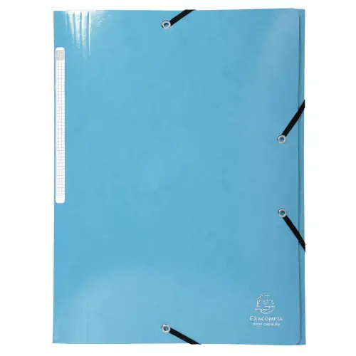 Chemise à élastiques 3 rabats Maxi capacity carte lustrée pelliculée 425gm² Iderama A4 - Bleu clair - EXACOMPTA