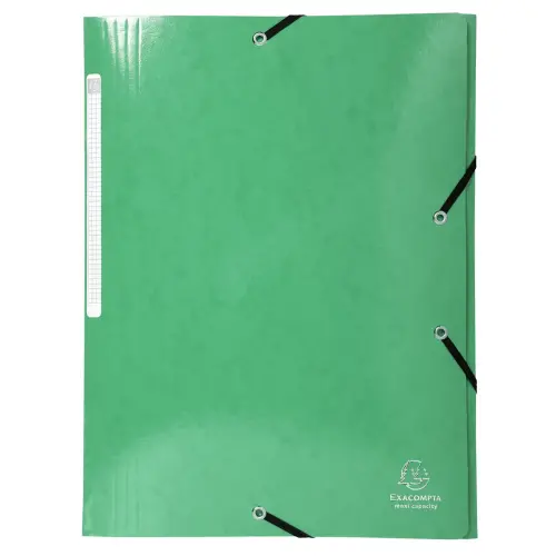 Chemise à élastiques 3 rabats Maxi capacity carte lustrée pelliculée 425gm² Iderama A4 - Vert foncé - EXACOMPTA