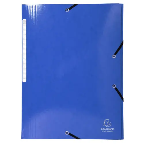 Chemise à élastiques 3 rabats Maxi capacity carte lustrée pelliculée 425gm² Iderama A4 - Bleu foncé - EXACOMPTA