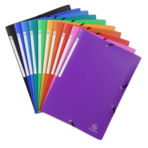 Chemise &agrave; &eacute;lastiques 3 rabats PP OPAK - A4 - Couleurs assorties - EXACOMPTA 