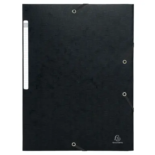 Chemises à élastiques carte lustrée 3 rabats monobloc - Noir - EXACOMPTA