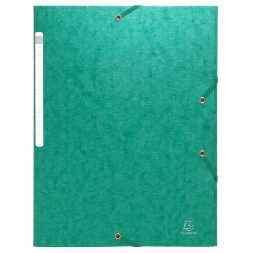 Chemises &agrave; &eacute;lastiques carte lustr&eacute;e 3 rabats monobloc - Vert - EXACOMPTA 