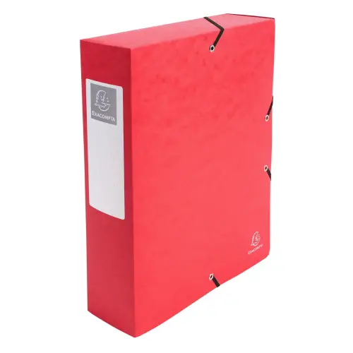 Boite de classement Exabox Dos 80mm Carte lustrée - A4 - Rouge - EXACOMPTA
