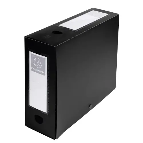 Boite de classement &agrave; pression Dos 100mm polypropyl&egrave;ne 7/10e Opaque - A4 - Noir - EXACOMPTA 