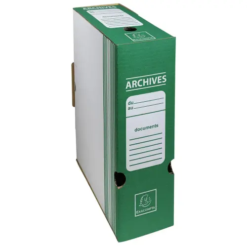 Boite archive Dos 100mm carton ondulé couleurs - 25x34cm - Vert - EXACOMPTA