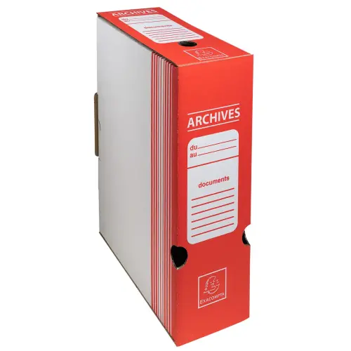 Boite archive Dos 100mm carton ondul&eacute; couleurs - 25x34cm - Rouge - EXACOMPTA 
