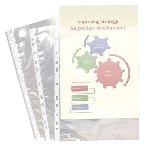 Sachet de 10 pochettes perforées polypropylène lisse 6/100e - A4 - Cristal - EXACOMPTA