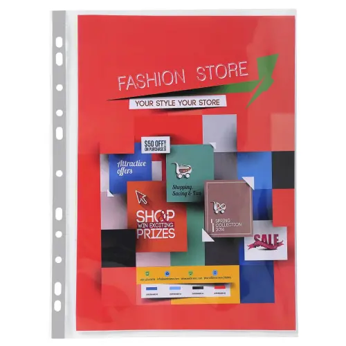 Sachet 10 Pochettes perfor&eacute;es PREMIUM polypropyl&egrave;ne 140micron A4+ - Incolore - EXACOMPTA 