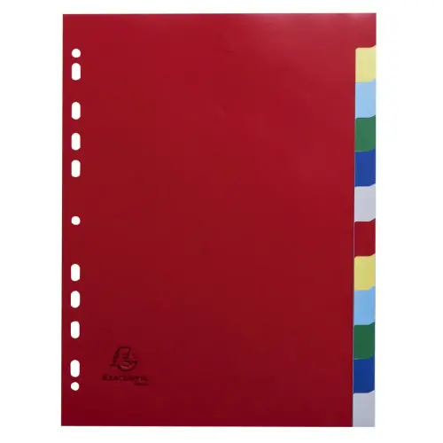 Intercalaires polypropyl&egrave;ne souple 12 positions - A4 - Couleurs assorties - EXACOMPTA 