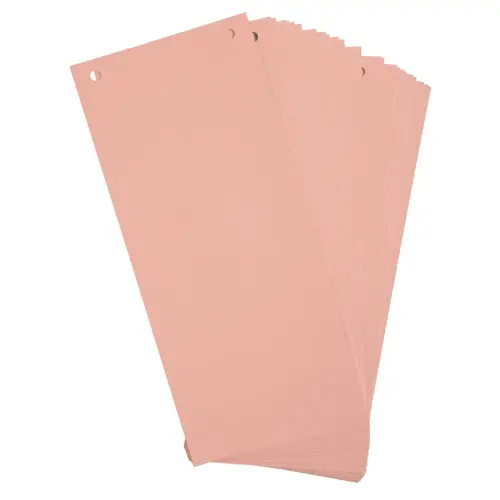 Paquet 100 fiches intercalaires horizontales unies perforées - 105x240mm - Rose - EXACOMPTA