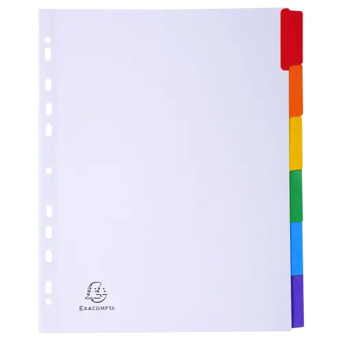 Intercalaires carte blanche 160g - 6 positions - A4+ - Blanc - EXACOMPTA