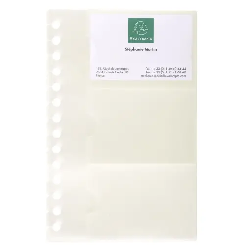 Recharge de 10 pochettes détachables pour porte cartes de visite Exactive® - 19x12,5cm - Cristal - EXACOMPTA