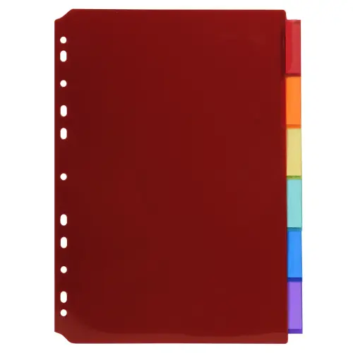 Intercalaires PP transparent couleurs avec porte &eacute;tiquette A4 6 positions - Exacompta 