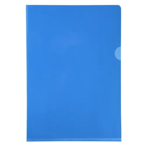 Sachet de 10 pochettes coin PVC lisse haute r&eacute;sistance 13/100e - A4 - Bleu - Exacompta 