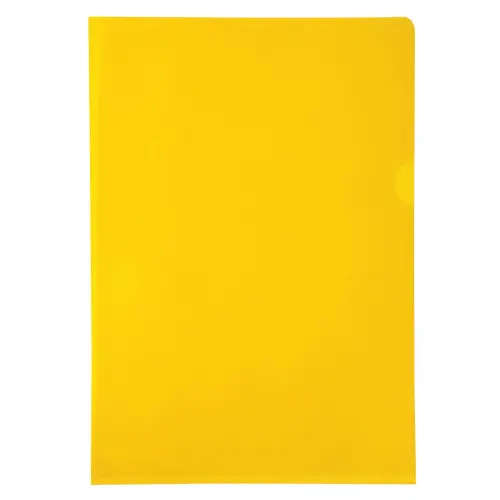 Sachet de 10 pochettes coin PVC lisse haute résistance 13/100e - A4 - Jaune - EXACOMPTA