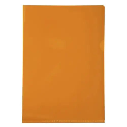 Etui carton de 100 pochettes coin PVC lisse haute r&eacute;sistance 13/100e - A4 - Orange - EXACOMPTA 