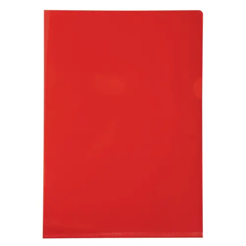Etui carton de 100 pochettes coin PVC lisse haute r&eacute;sistance 13/100e - A4 - Rouge - EXACOMPTA 